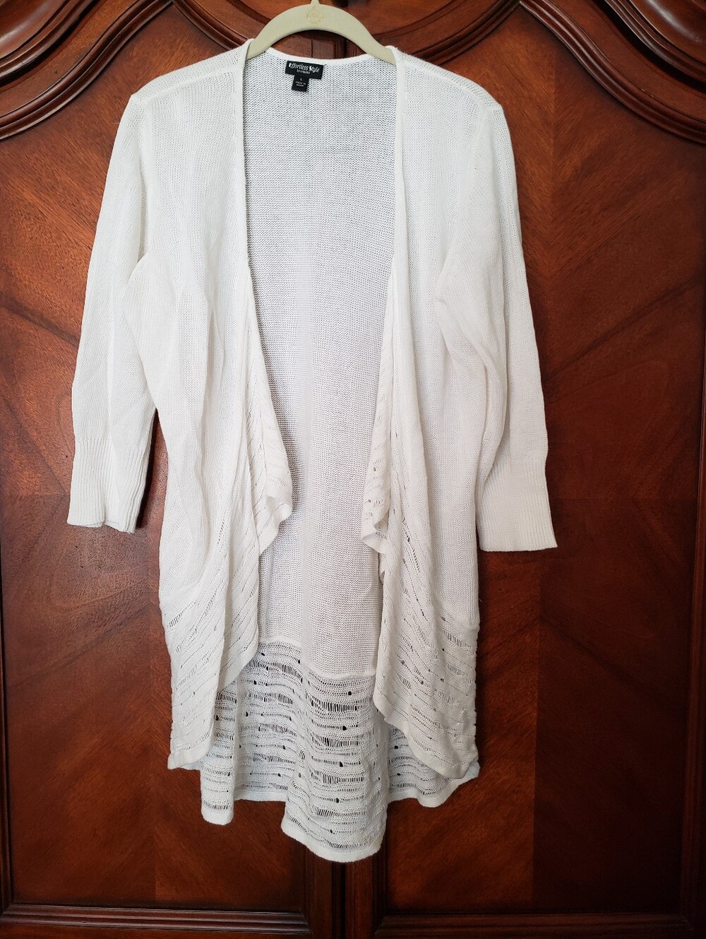 ** 4 For $15 **  Elevated Open-Front Off-White Knit Cardigan by Effortless Style